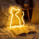 Neon LED lámpa - melegfehér macska - 3 x AA + USB - 17 x 1,6 x 23,3 cm