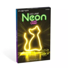   Neon LED lámpa - melegfehér macska - 3 x AA + USB - 17 x 1,6 x 23,3 cm