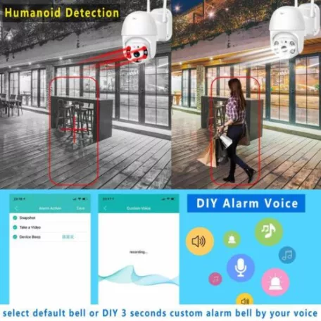 4DB Motoros Kültéri WIFI-s Onvif IP WIFI kamera full HD applikáció YCC365 vezeték nélküli forgatható 360fok Távolról Vezérelhető 2 Antennás HD Kültéri Kamera 2mp-s mozgáskövetés, éjjellátó funkció