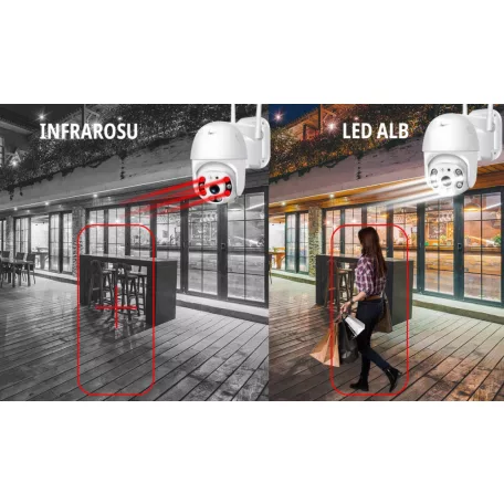 4DB Motoros Kültéri WIFI-s Onvif IP WIFI kamera full HD applikáció YCC365 vezeték nélküli forgatható 360fok Távolról Vezérelhető 2 Antennás HD Kültéri Kamera 2mp-s mozgáskövetés, éjjellátó funkció