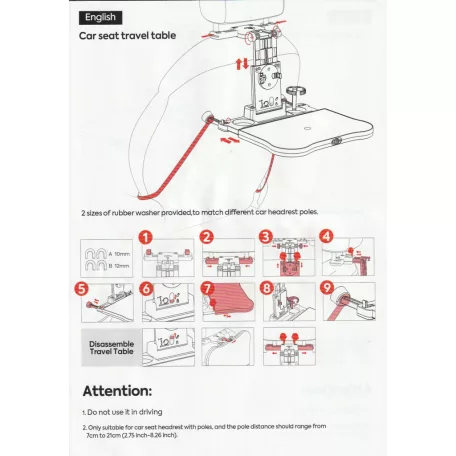 Multifunkciós autós utazóasztal hátsó üléstámlára - 91424