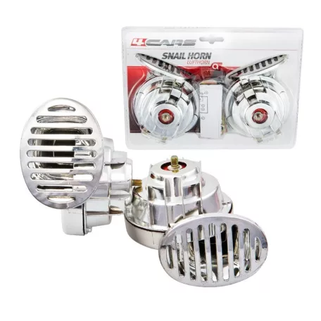 Csigakürt pár, relével, króm, 12V - 91608