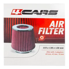 Direkt levegőszűrő 3 db adapterrel, piros-króm - 92001