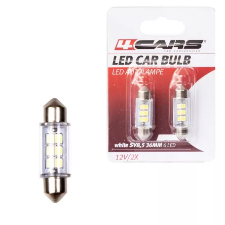 Izzó 6LED 12V SV8,5 36 mm, szoffita, 2 db - 92803