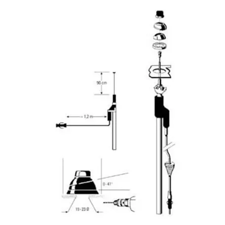 Antenna teleszkópos, fekete max. 94 cm, 2 m kábel DIN - 93855