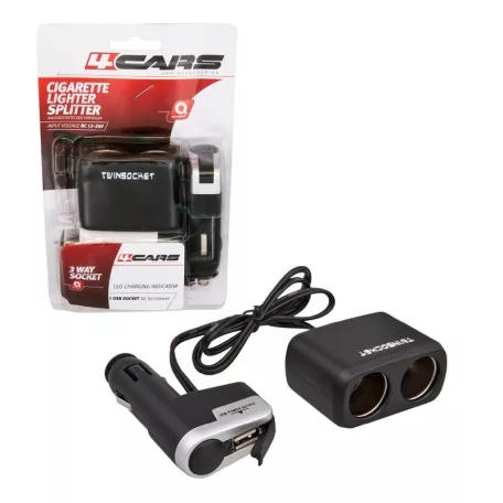 Szivargyújtó elosztó 2x12-24V, 1xUSB 5V/500 mA - 94142