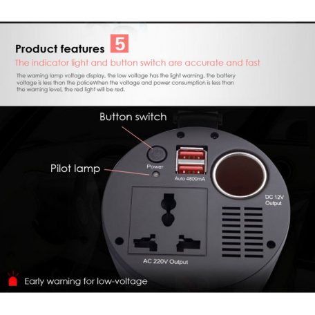 Inverter 12V/230V 150W trapéz jelű, szivargyújtós - 95941