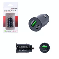   Szivargyújtós USB telefontöltő QC 3.0 12-24V 18+18W - 98270