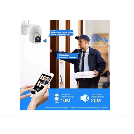 4DB Pro vison P22 Motoros Kültéri WIFI-s Onvif IP WIFI kamera full HD vezeték nélküli forgatható 360fok Távolról Vezérelhető 2 Antennás HD Kültéri Kamera 5mp-s mozgáskövetés, éjjellátó v380pro APP