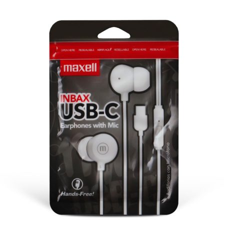 Maxell vezetékes fülhallgató - fehér - USB-C (INBAX)