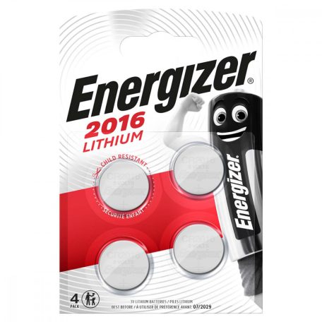 Lítium gombelem CR2016 | 3.2 V DC | 90 mAh | 4 - Buborékfólia | Ezüst