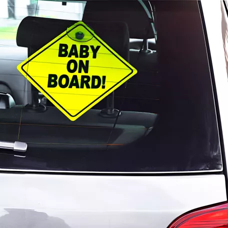 Tapadókorongos "Baby on Board" tábla - 12,7 x 12,7 cm