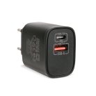 Hálózati Adapter USB + Type-C PD20W gyorstöltéssel - fekete