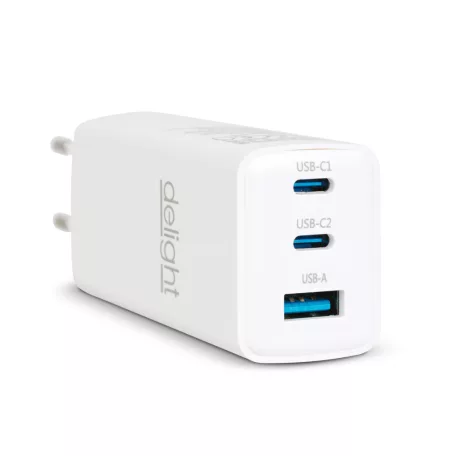 Hálózati Adapter - USB-A 20W + Type-C PD45W gyorstöltéssel - fehér