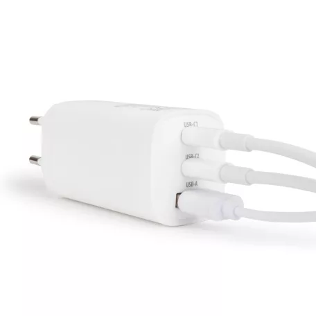Hálózati Adapter USB + Type-C PD45W gyorstöltéssel - fehér