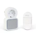 Digitális elem- és vezeték nélküli csengő - Kinetic - 220-240V AC aljzat - fehér - kék LED