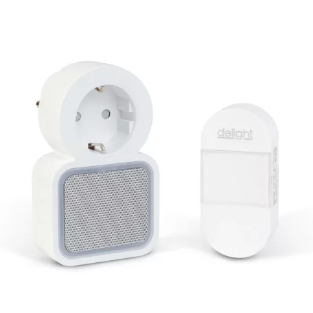 Digitális elem- és vezeték nélküli csengő - Kinetic - 220-240V AC aljzat - fehér - kék LED