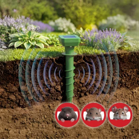 Leszúrható szolár kártevőriasztó - 80 mAh - 500 m2 - IP44