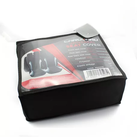 Autós üléshuzat szett - szürke / fekete - 9 db-os - HSA005