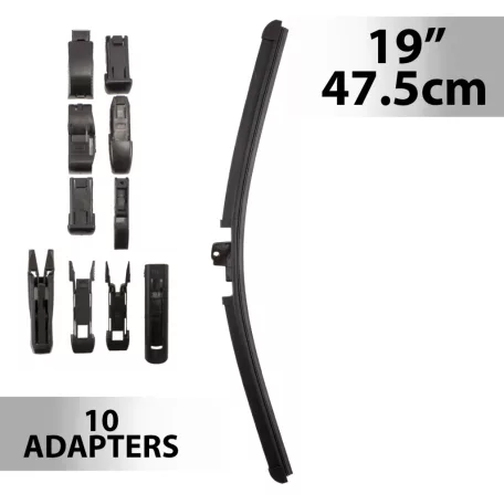 Ablaktörlő 19"/47,5 cm - 10 db adapterrel