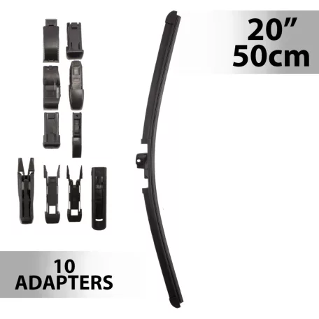 Ablaktörlő 20"/50 cm - 10 db adapterrel
