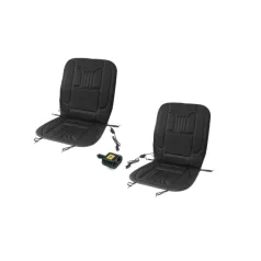   M.N.C HS-002 Ülésfűtés csomag, fűthető ülésvédő (2 ülésre) szivargyújtó elosztóval Fűthető autós ülésvédő - szivargyújtó dugókkal- fekete szabályozható intenzitással 55815b