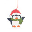 Karácsonyfadísz szett - pingvin - fából - 8 x 6 cm