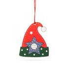 Karácsonyfadísz szett - manósapka - fából - 8 x 6 cm