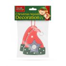 Karácsonyfadísz szett - manósapka - fából - 8 x 6 cm