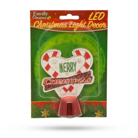 Karácsonyi asztali LED dekor - fényes talppal - szív - 11 cm