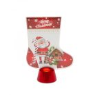Karácsonyi asztali LED dekor - fényes talppal - csizma - 15 cm
