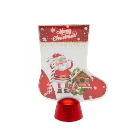 Karácsonyi asztali LED dekor - fényes talppal - csizma - 15 cm