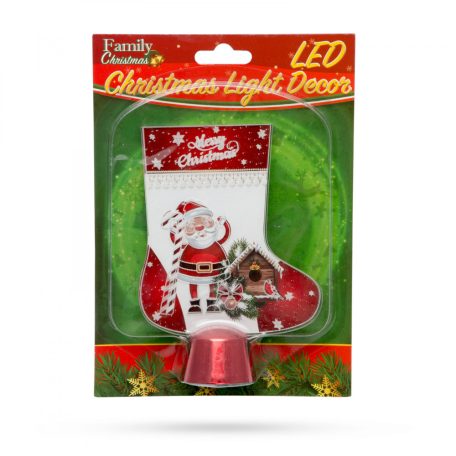 Karácsonyi asztali LED dekor - fényes talppal - csizma - 15 cm