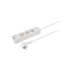   ETM 55.201.23 elosztó, 3 aljzat, kapcsolós, USB-A, USBC aljzat, 1,5 m hosszú
