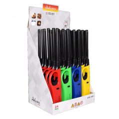   Gázgyújtó - utántölthető - több színben - 26,5 cm - 24 db / display