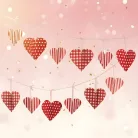 Girland - papír - piros kockás szívek - 2 m