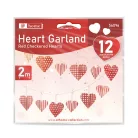 Girland - papír - piros kockás szívek - 2 m