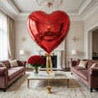 Óriás lufi - piros szív - fólia - 79 cm