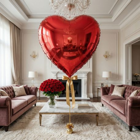 Óriás lufi - piros szív - fólia - 79 cm