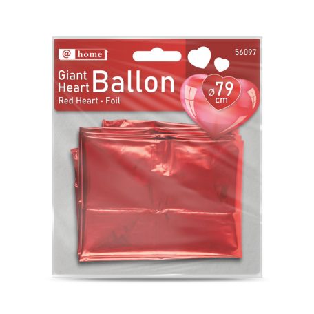 Óriás lufi - piros szív - fólia - 79 cm