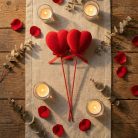 Leszúrható szív szett - piros plüss, habszivacs - 28 cm - 2 db / csomag