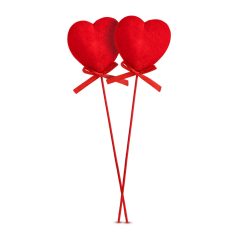   Leszúrható szív szett - piros plüss, habszivacs - 28 cm - 2 db / csomag