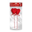 Leszúrható szív szett - piros plüss, habszivacs - 28 cm - 2 db / csomag