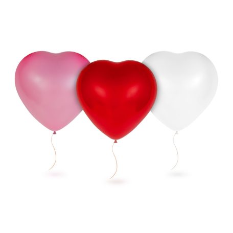 Lufi szett - szív alakú - piros/fehér/rózsaszín - 10 db / csomag