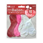 Lufi szett - szív alakú - piros/fehér/rózsaszín - 10 db / csomag