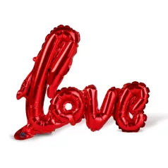   Lufi - "LOVE" felirat - metál bordó, fólia - 55 cm
