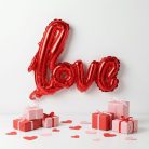 Lufi - "LOVE" felirat - metál bordó, fólia - 55 cm
