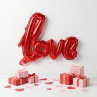 Lufi - "LOVE" felirat - metál bordó, fólia - 55 cm