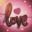 Lufi - "LOVE" felirat - metál bordó, fólia - 55 cm