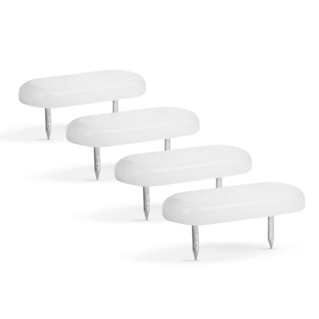 Műanyag bútor csúszótalp - szeggel, fehér - 43 x 18 mm - 4 db / csomag